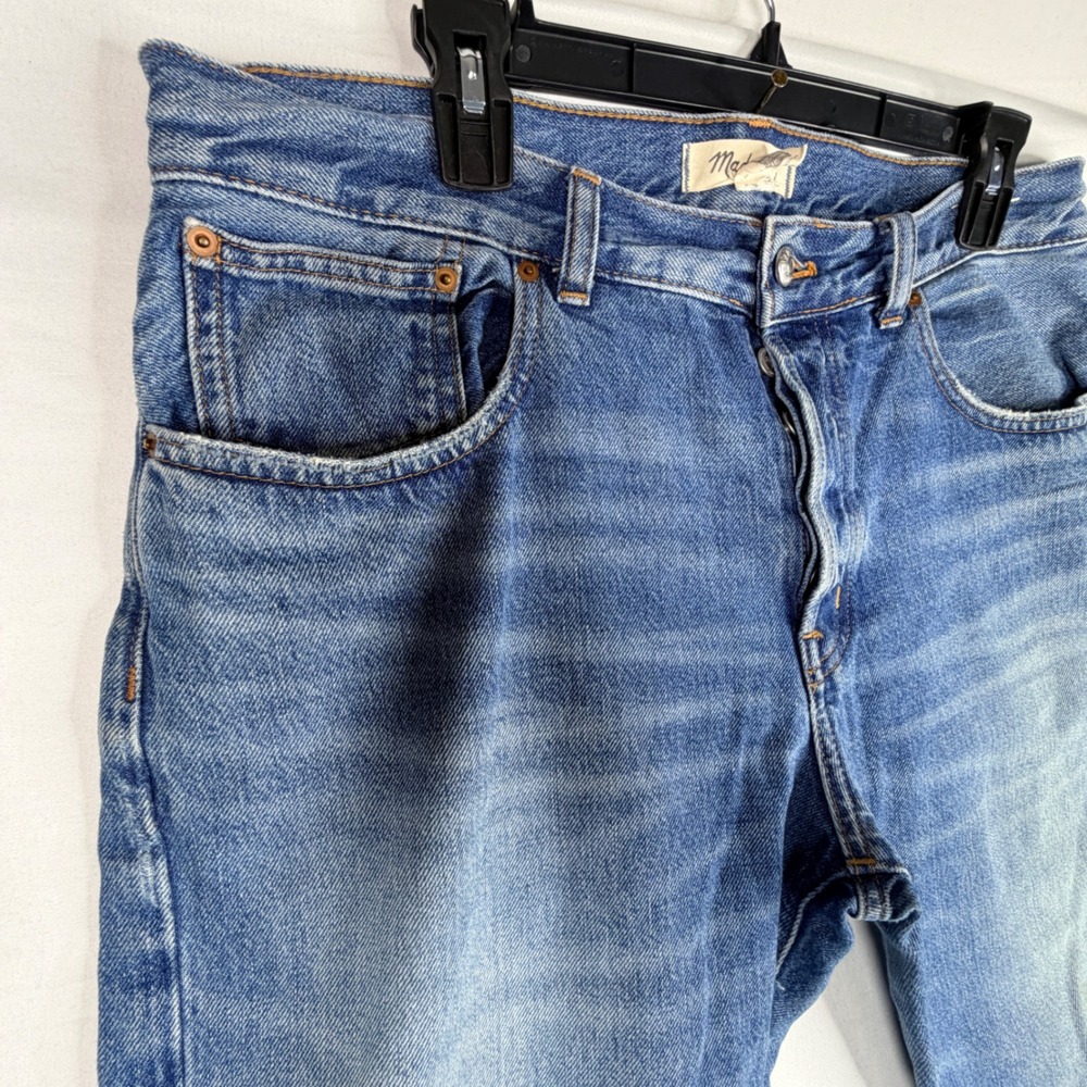 Madewell Straight Leg Jeans 29 Blue Raw Hem Cuffed DM8771 - Picture 3 of 10